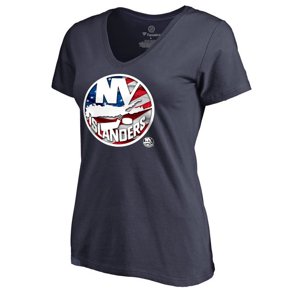 2020 NHL Women New York Islanders Navy Banner Wave Slim Fit TShirt